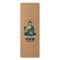 Yoga Mat 183 x 60 cm - 4 mm FSC Cork + Natural Rubber - BLUE & GOLD