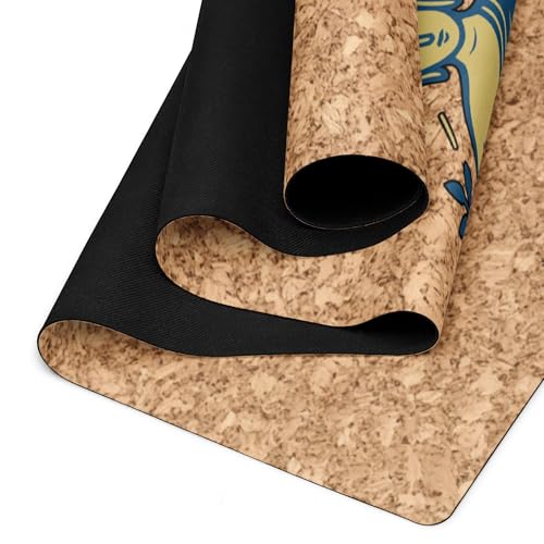 Yoga Mat 183 x 60 cm - 4 mm FSC Cork + Natural Rubber - BLUE & GOLD