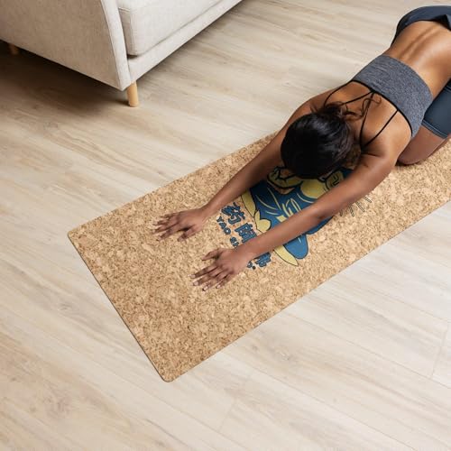 Yoga Mat 183 x 60 cm - 4 mm FSC Cork + Natural Rubber - BLUE & GOLD