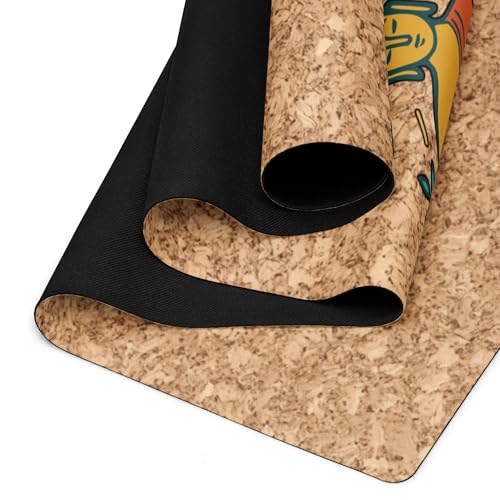 Yoga Mat 183 x 60 cm - 4 mm FSC Cork + Natural Rubber - Green and Orange