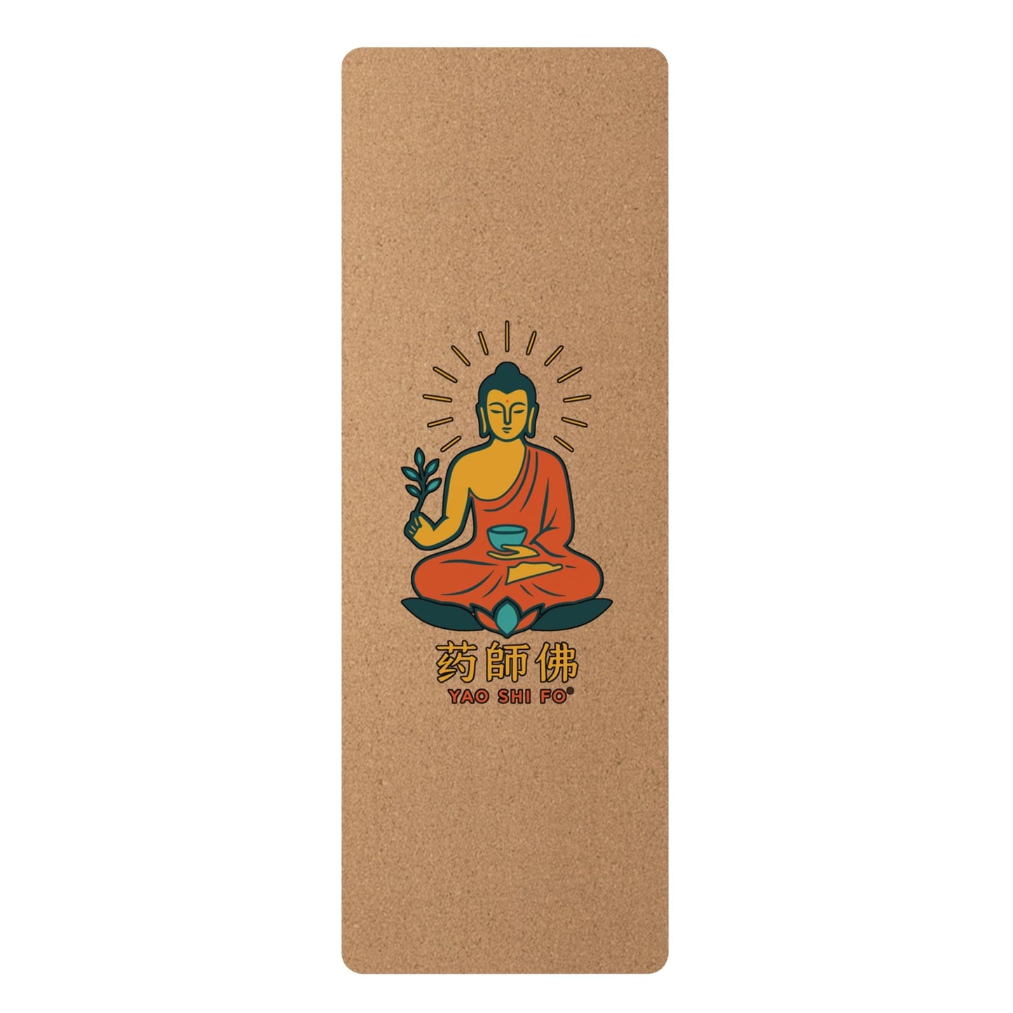 Tapis de yoga Eco 183 x 60 cm - 4mm liège FSC + caoutchouc naturel - VERT et ORANGE